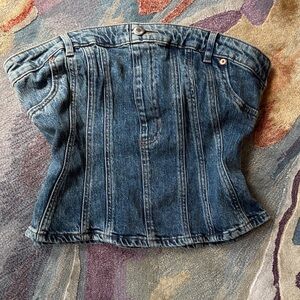 Stylish Denim Strapless Crop Top